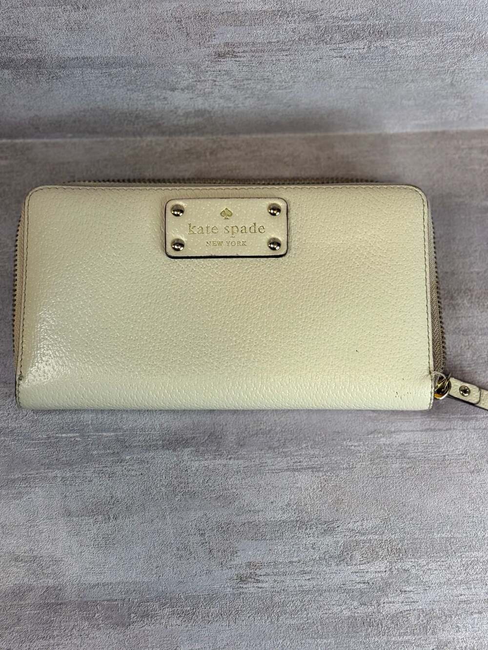 Kate Spade Wellesley Neda Leather Zip Around Continental Wallet in Ivory